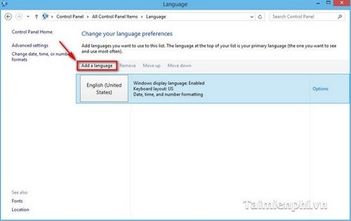 Thay đổi ngôn ngữ sử dụng trong Windows 8/8.1