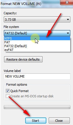 Format USB sang NTFS, chuyển USB sang định dạng NTFS