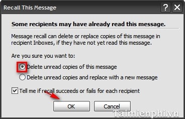 Lấy lại Email đã gửi trong MS Outlook 2007