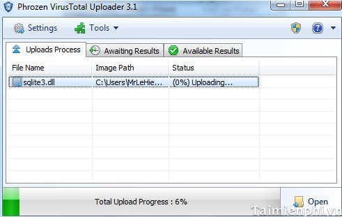 Diệt Virus trực tuyến với PhrozenSoft VirusTotal Uploader