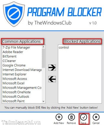 Tạo mật khẩu bảo vệ phần mềm với Program Blocker