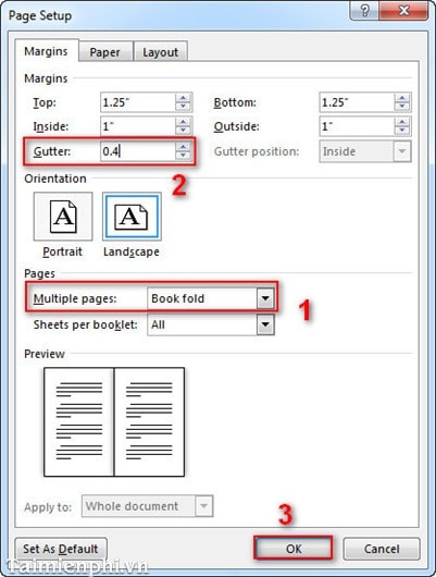 Tạo một cuốn sách (Booklet) trên Word 2013