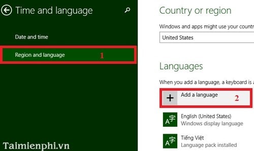 Windows 8.1 - Thay đổi cài đặt ngôn ngữ