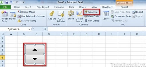 Excel - Chèn, thêm nút Up và Down trong Excel