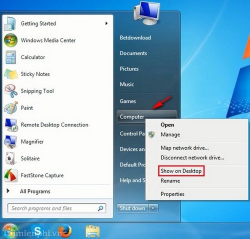 Cách hiển thị biểu tượng My Computer trên màn hình Windows 7 2