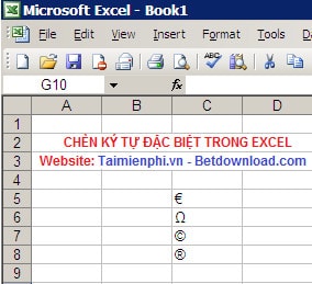 Cách chèn ký tự đặc biệt trong Excel