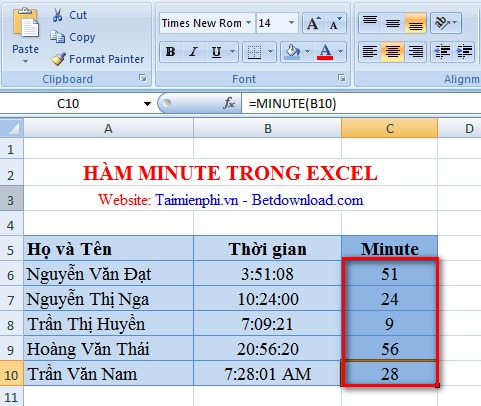 Các hàm thời gian trong Excel, cộng trừ, tính thời gian trong Excel
