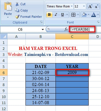 cach dung ham YEAR