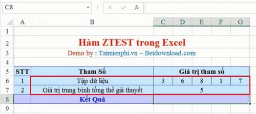 Excel - Hàm ZTEST, Hàm tính giá trị xác suất một phía của phép thử z