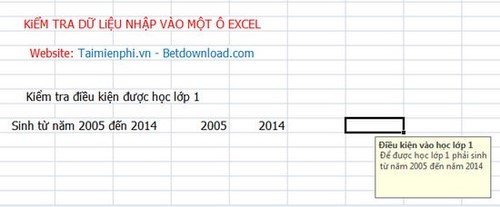 Excel - Kiểm tra dữ liệu nhập vào một ô trong Excel