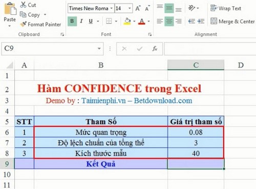 Excel - Hàm CONFIDENCE trong Excel, Ví dụ và cách dùng