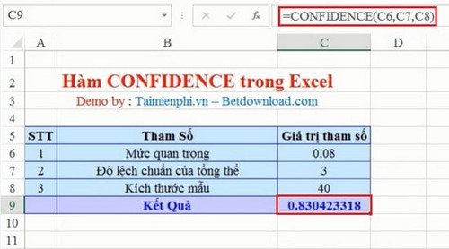 Excel - Hàm CONFIDENCE trong Excel, Ví dụ và cách dùng