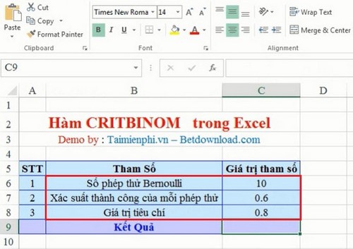 Excel - Hàm CRITBINOM trong Excel, Ví dụ và cách dùng