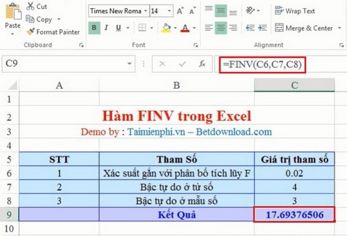 Excel - Hàm FINV, hàm tính giá trị nghịch đảo của phân bố xác suất