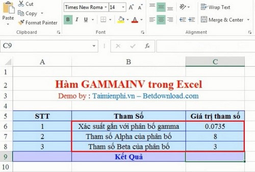 Excel - Hàm GAMMAINV trong Excel, Ví dụ minh họa và cách dùng