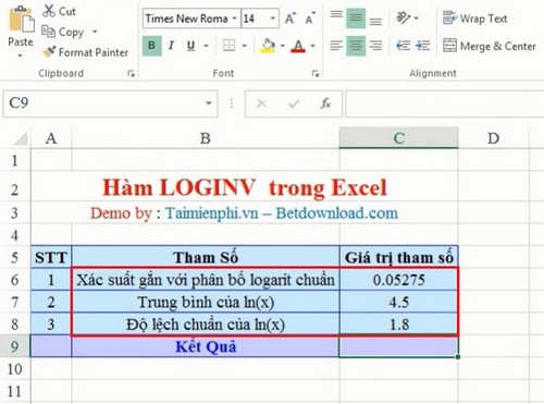 Excel - Hàm LOGINV trong Excel, Ví dụ và cách dùng