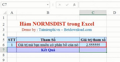 Hàm NORMSDIST trong Excel, Ví dụ và cách dùng