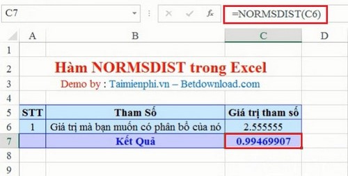 Hàm NORMSDIST trong Excel, Ví dụ và cách dùng