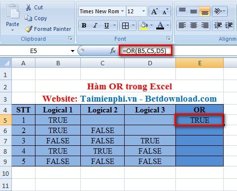Hàm OR trong Excel - Cách sử dụng, ví dụ minh họa