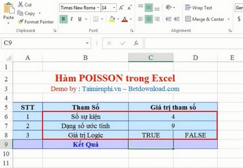 Excel - Hàm POISSON, Hàm trả về phân bố Poisson