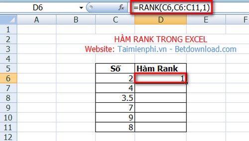 Excel - Hàm RANK, Hàm xếp thứ hạng trong Excel