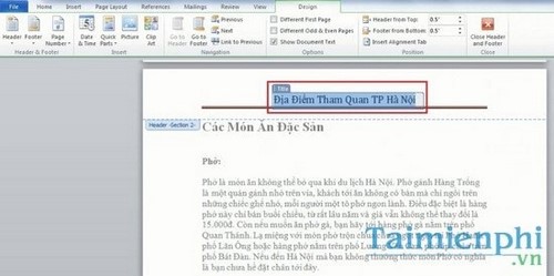 Cách tạo Header và Footer đẹp trong Word 2010