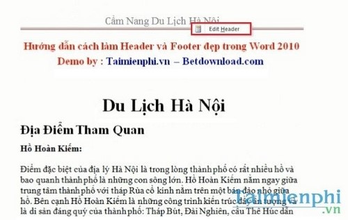 cach chen header va footer dep trong word