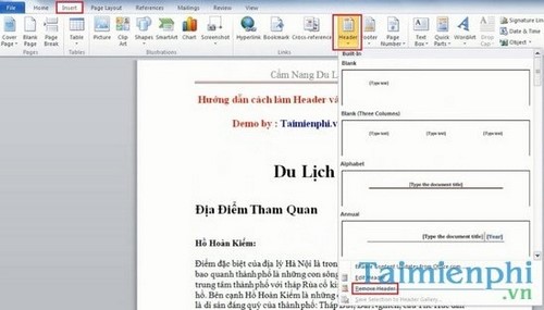 Cách tạo Header và Footer đẹp trong Word 2010