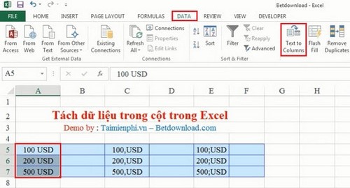 Excel - Tách dữ liệu trong cột trên bảng tính