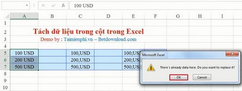 Excel - Tách dữ liệu trong cột trên bảng tính