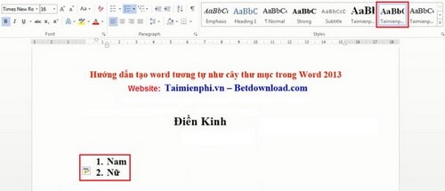 Word - Hướng dẫn tạo cây thư mục trong Word 2013