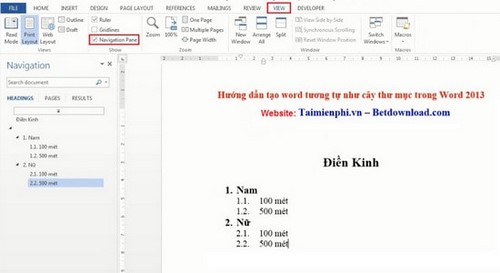 Word - Hướng dẫn tạo cây thư mục trong Word 2013