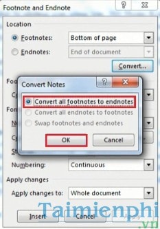 word 365 convert endnotes to footnotes