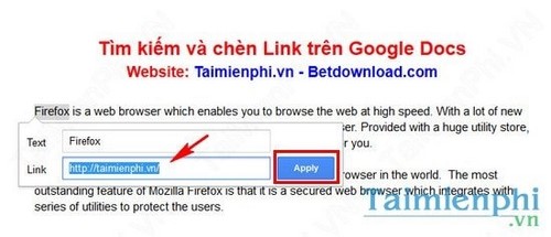 Sử dụng chức năng tìm kiếm và chèn Link trên Google Docs