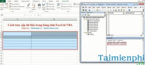 Cách truy cập dữ liệu trong bảng tính Excel từ VBA