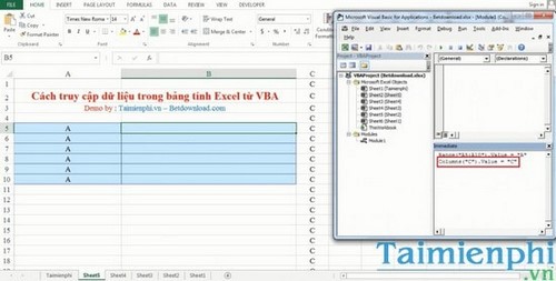 Cách truy cập dữ liệu trong bảng tính Excel từ VBA