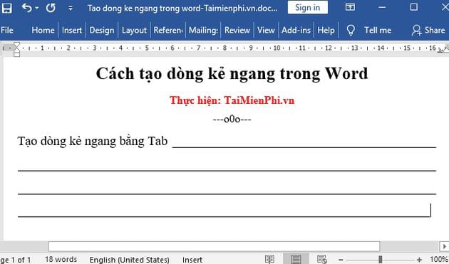 cach tao dong ke ngang trong word 10