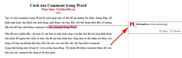 cach xoa comment trong word 5