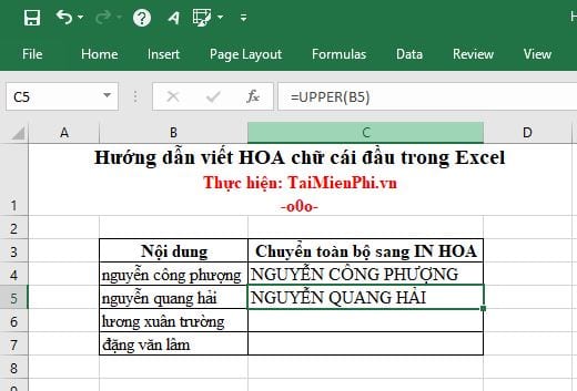 Hướng dẫn viết HOA chữ cái đầu trong Excel