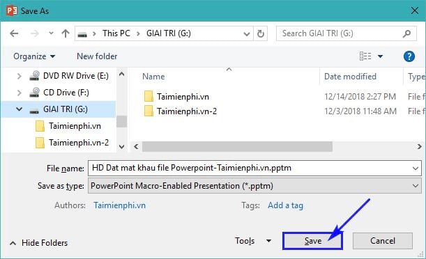 Nhấn vào ảnh để phóng to cach dat mat khau file powerpoint 11