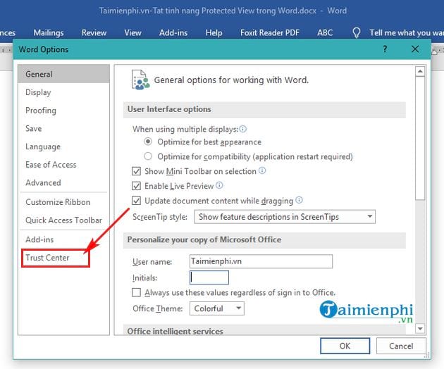 Hướng dẫn tắt tính năng Protected View trong Word 2016, 2013, 2010, 20