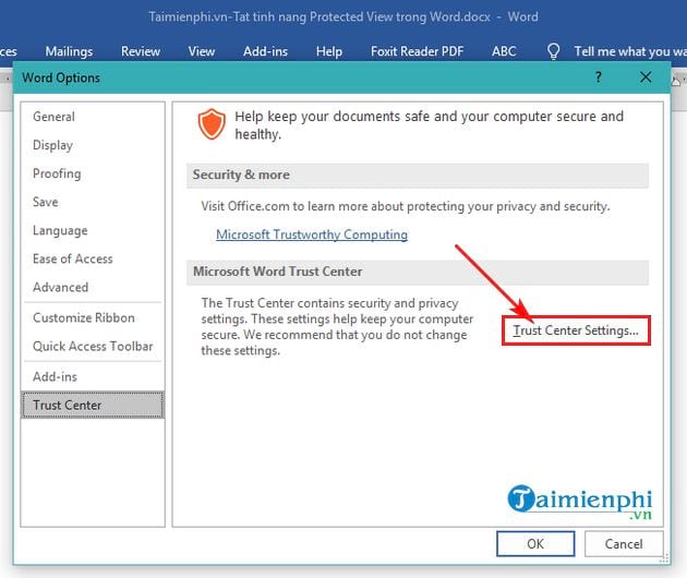 Hướng dẫn tắt tính năng Protected View trong Word 2016, 2013, 2010, 20