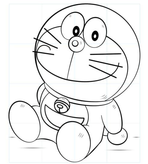 Tranh cho bé tô màu Doraemon giơ tay chào « in hình này