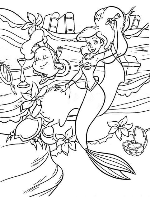 Trọn bộ tranh tô màu nàng tiên cá Ariel cho các bé  YeuTreNet