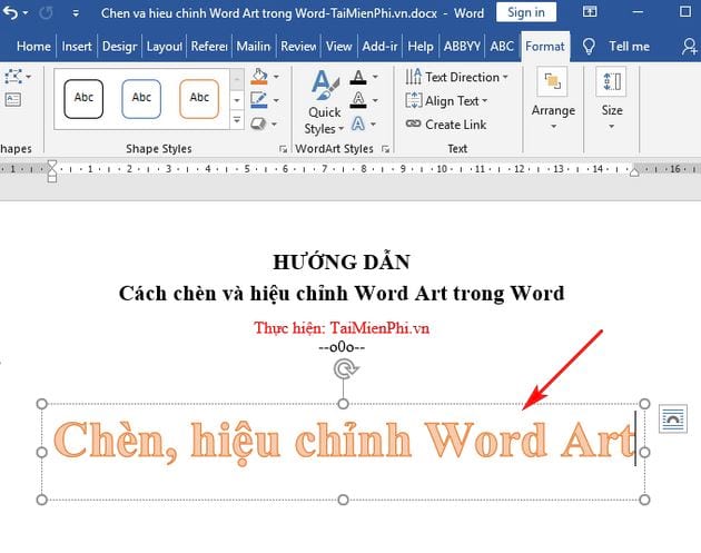 cach chen va hieu chinh word art trong word 4
