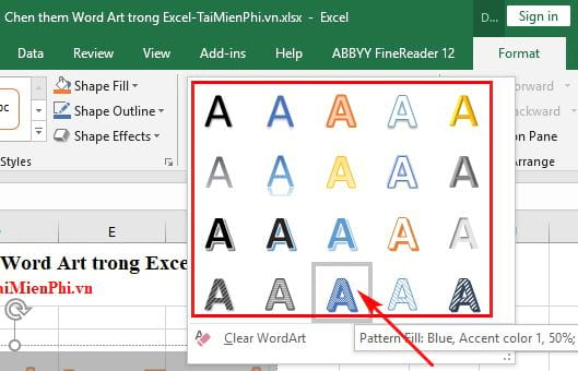 Hướng dẫn chèn thêm Word Art trong Excel