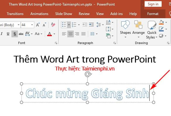 Thêm Word Art trong PowerPoint