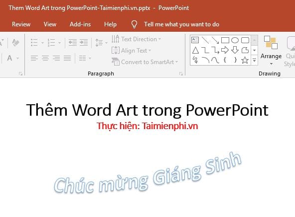 them word art trong powerpoint 7