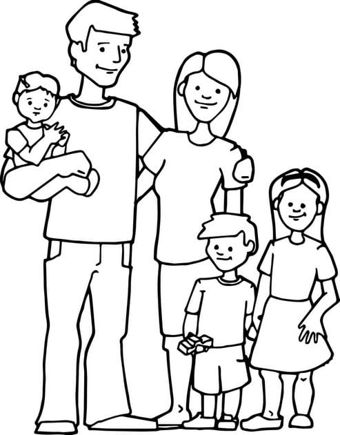 Album ảnh vẽ Vẽ gia đình 7 người hạnh phúc