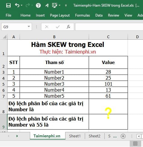 Hàm SKEW trong Excel